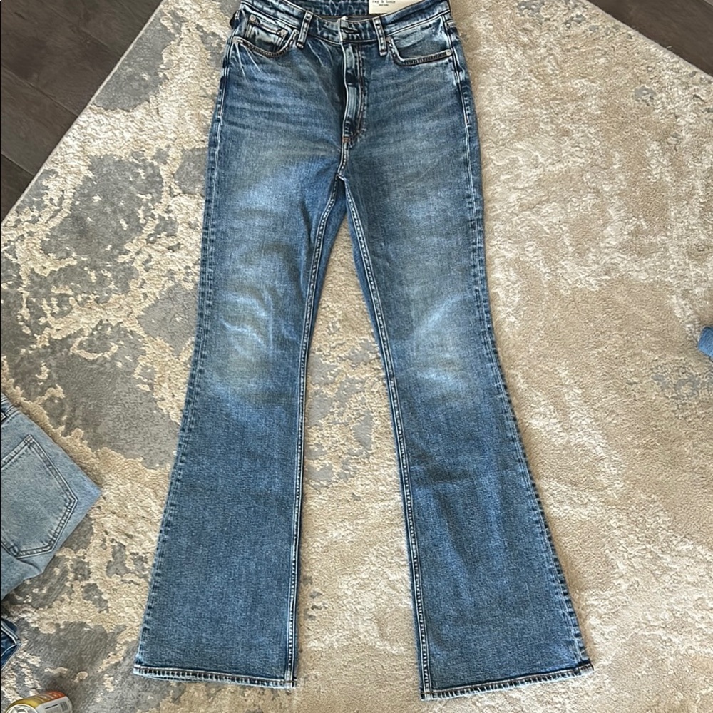 Rag & Bone Blue Flare Wide Leg Jeans